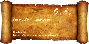 Oszkó Ambrus névjegykártya